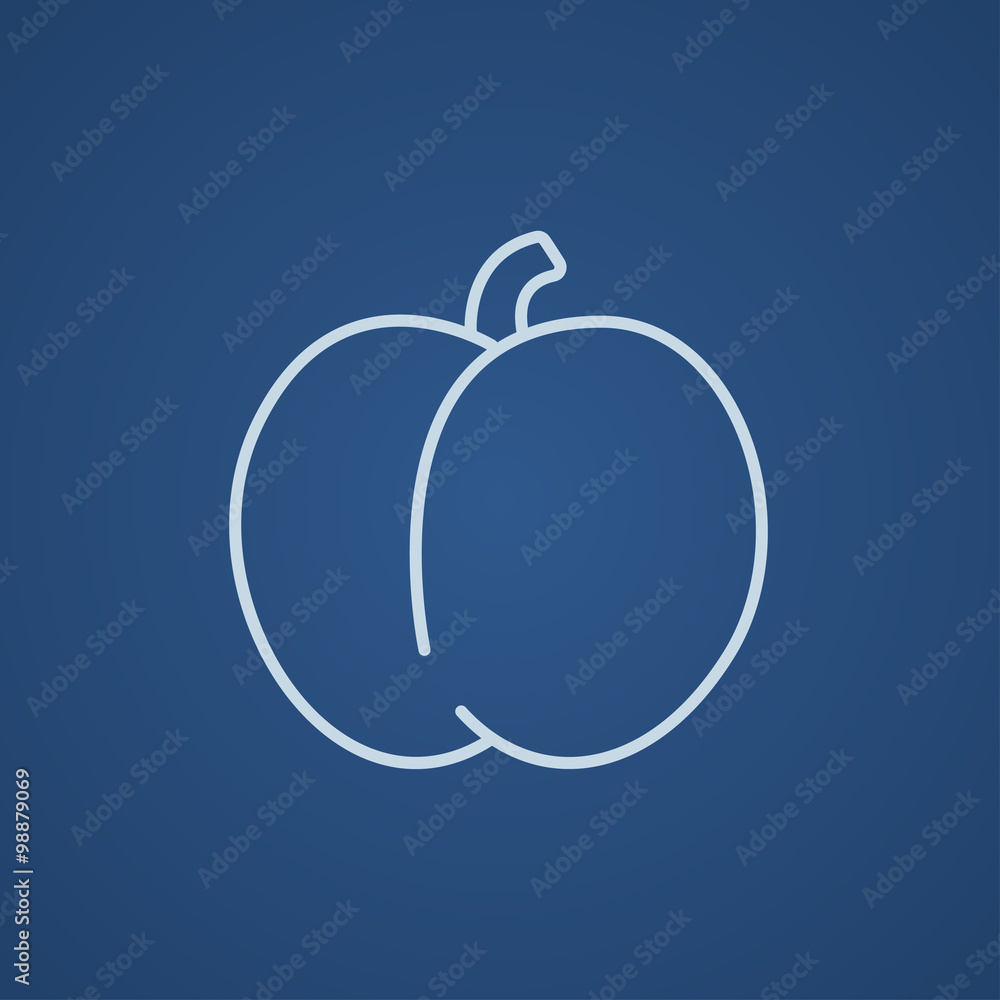 Plum with leaf line icon.