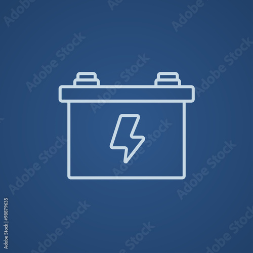 Car battery line icon.