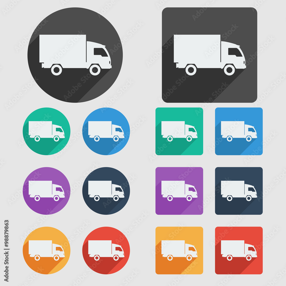 Delivery truck, flat icons. Delivery truck, flat icons.