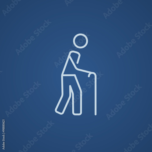 Man with cane line icon.