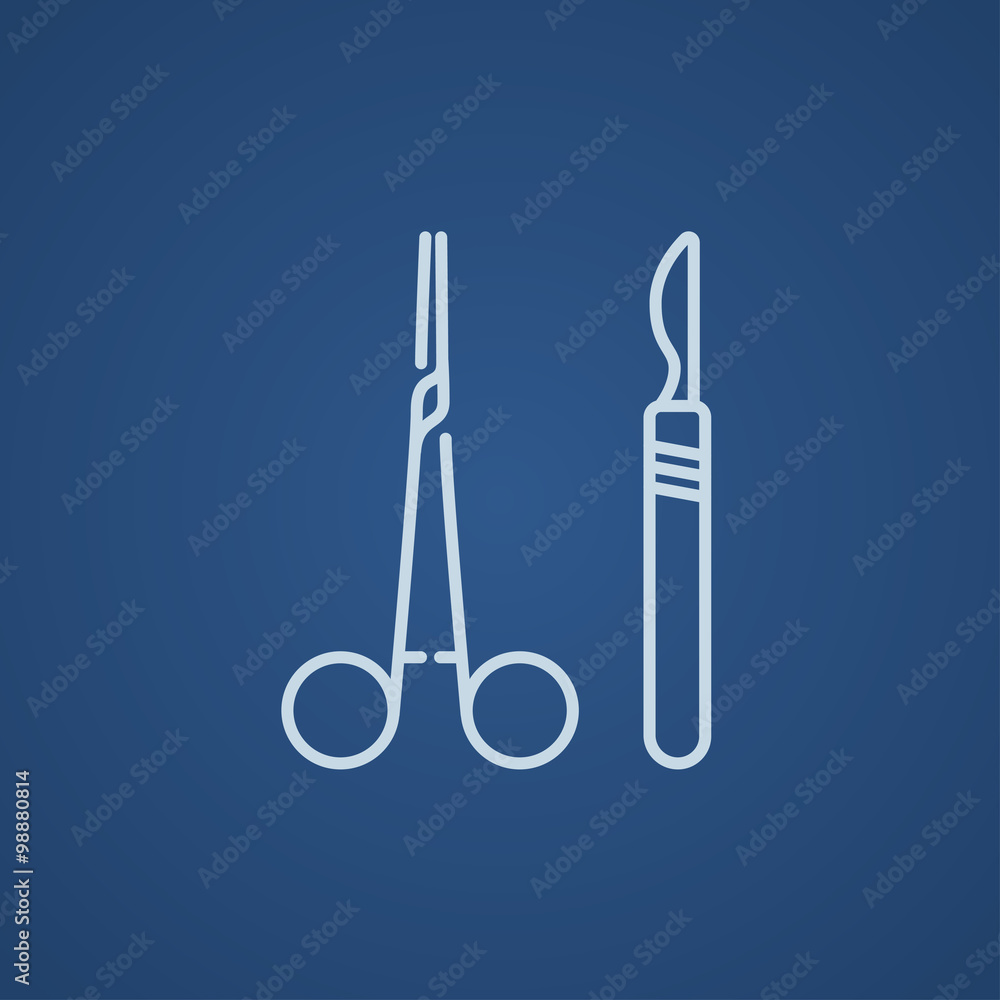 Surgical instruments line icon. Surgical instruments line icon.