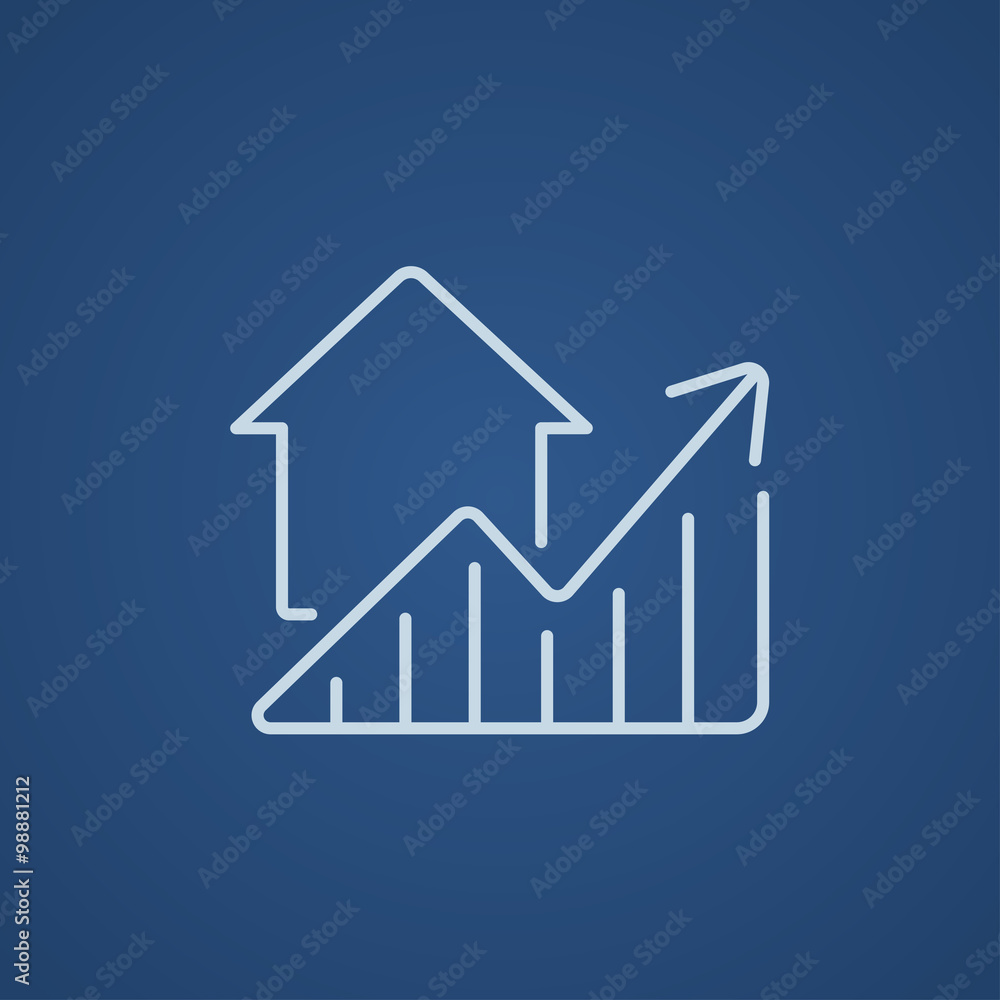 Graph of real estate prices growth line icon. Graph of real estate prices growth line icon.