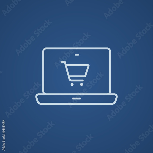 Online shopping line icon.