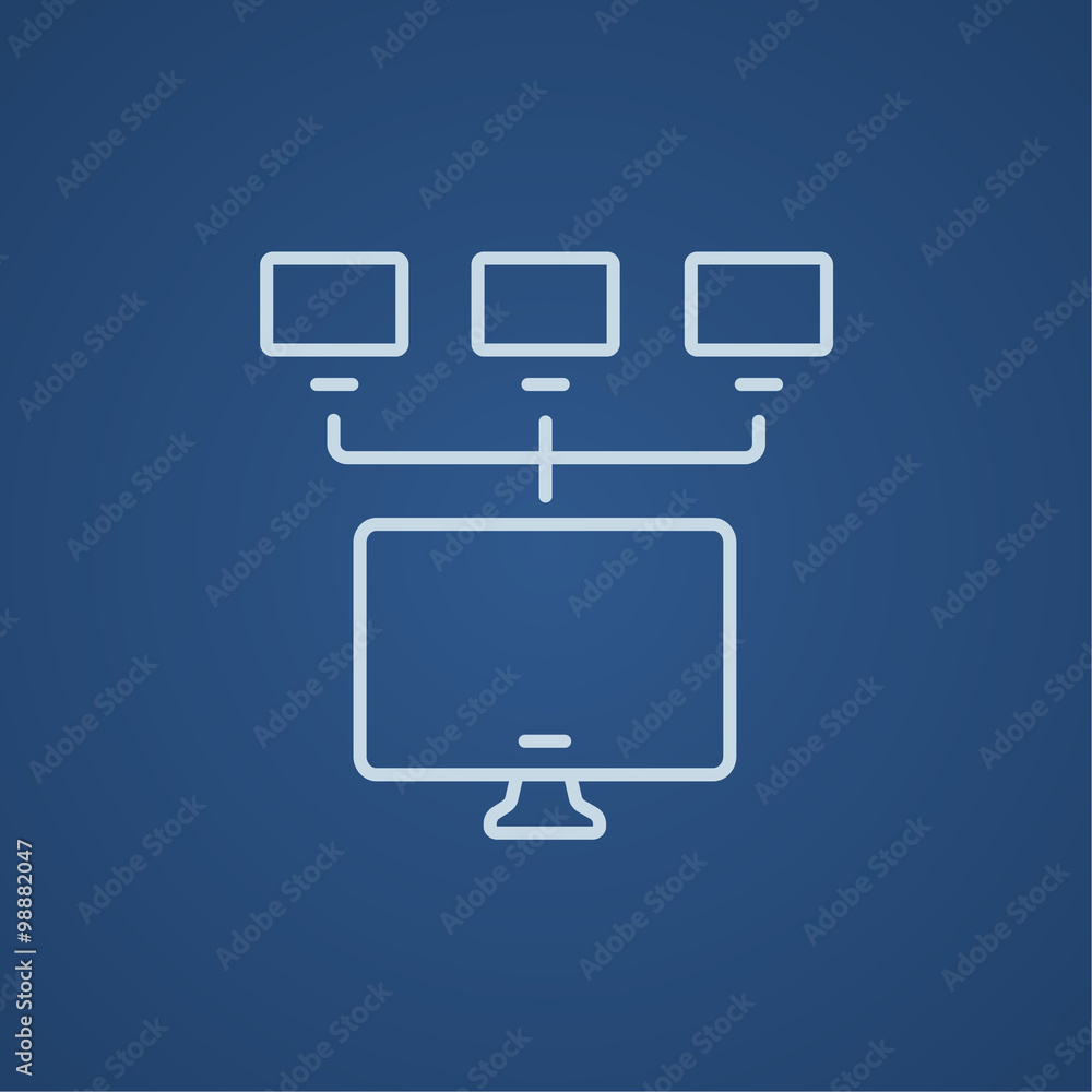 Computer network line icon. Computer network line icon.