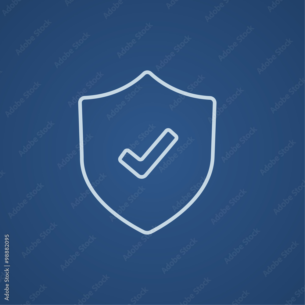 Shield with check mark line icon. Shield with check mark line icon.