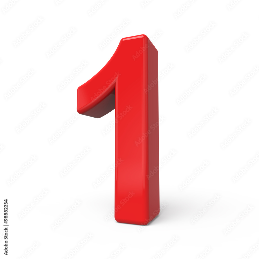 3d glossy red number 1 3d glossy red number 1