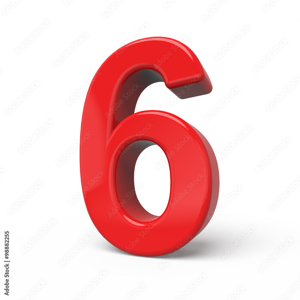 3d glossy red number 6 3d glossy red number 6