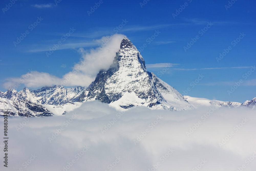 Amazing view on Matterhorn - famous mount in Swiss Alps