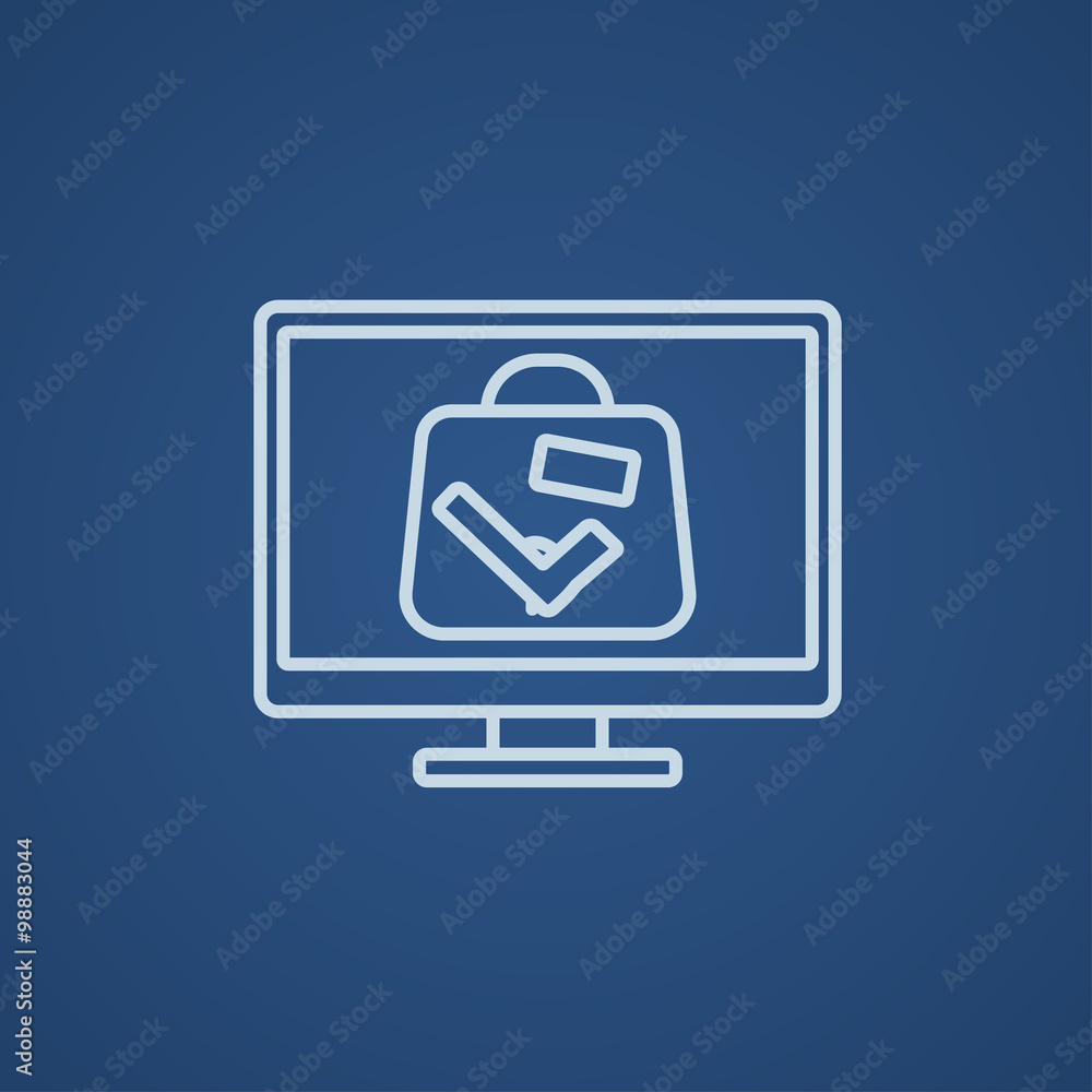 Suitcase at x-ray airport scanner line icon. Suitcase at x-ray airport scanner line icon.