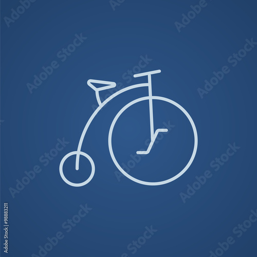 Free Download Old bicycle with big wheel line icon. - GFXLoad