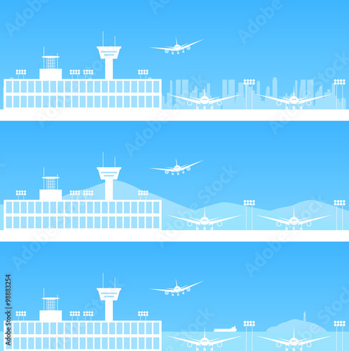 空港　ブルー背景