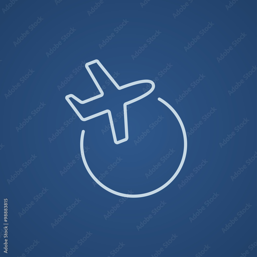 Fototapeta premium Travel by plane line icon.