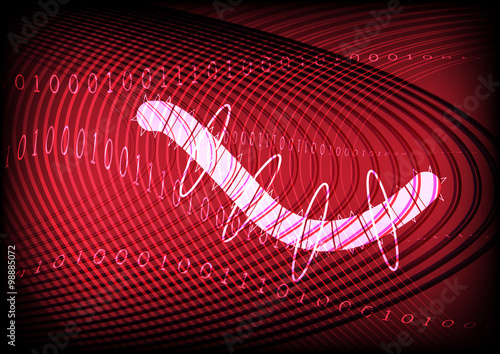 Worm Traffic Technology Red Background Vector Illustration