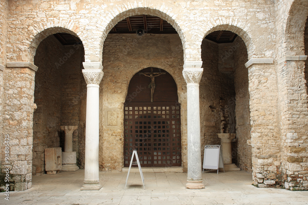 Exterior of ancient Euphrasian Basilica in Porec