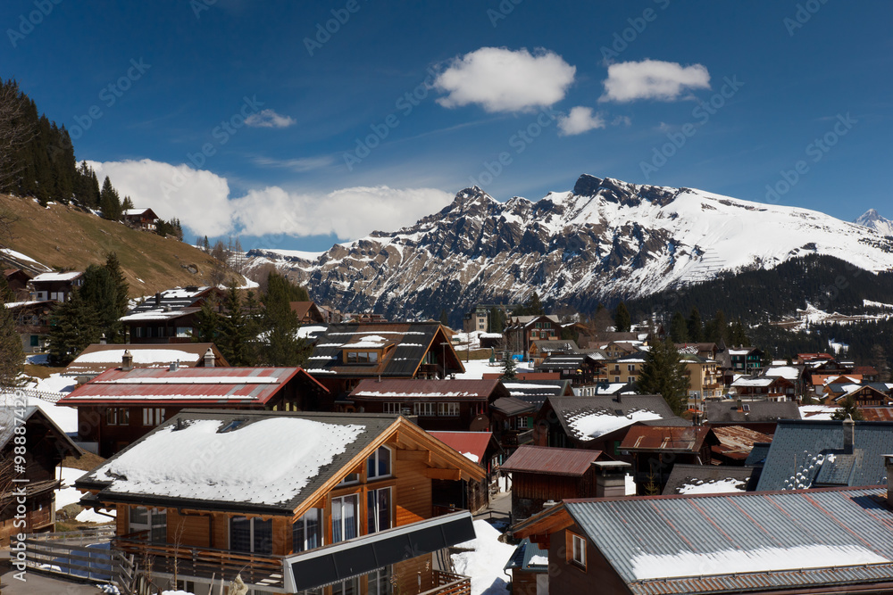 Obraz premium Beautiful view of the river and the house to Interlaken, Switzer