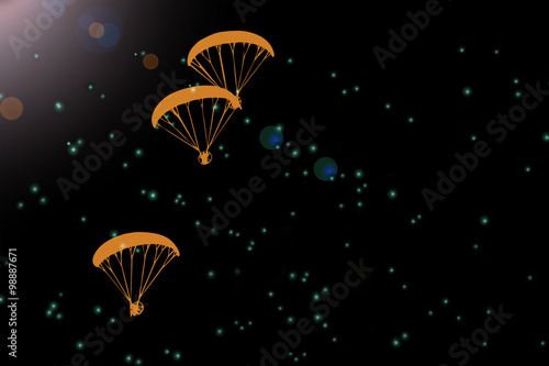 Feel free to fly, paramotor silhouette in dark background