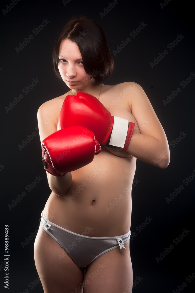 beautiful nude girl with boxing gloves beautiful nude girl with boxing gloves