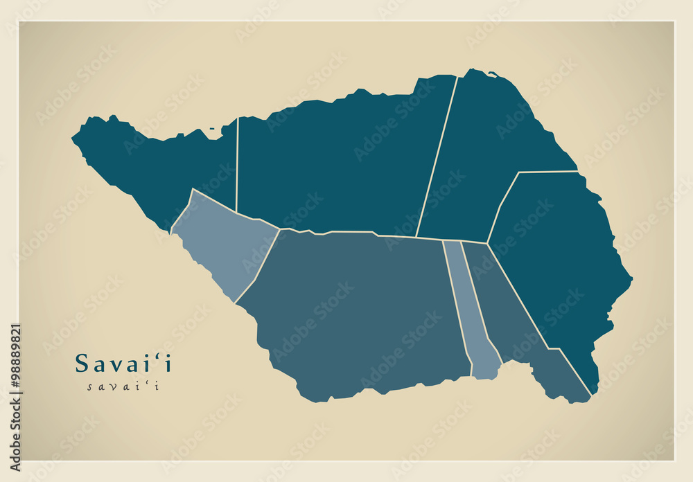 Modern Map - Savaii Island with districts WS Stock Vector | Adobe Stock