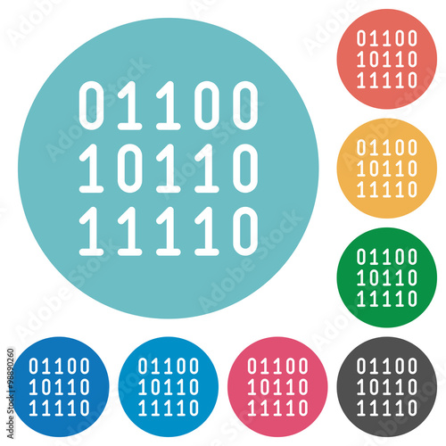 Flat binary code icons