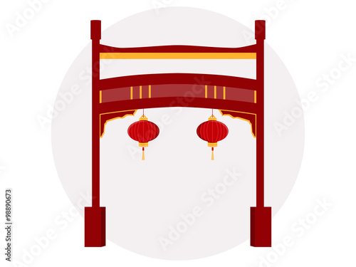 Chinese gate. Paifang.Vector illustration.