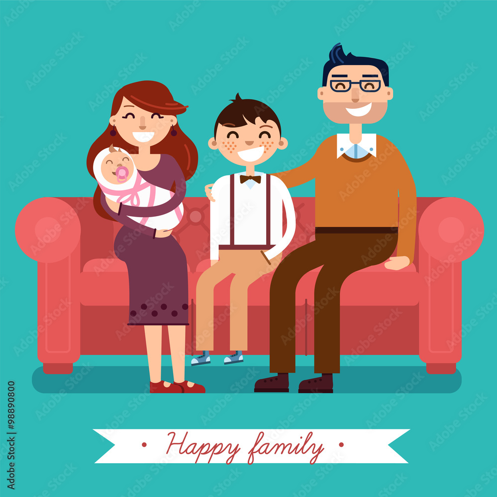 Happy Family with Newborn Baby Happy Family with Newborn Baby