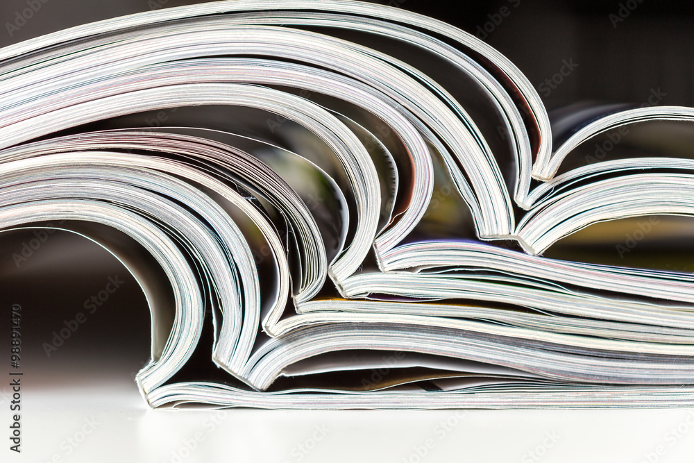 Close-up of magazine pages