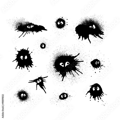 Collection of black blobs with eyes