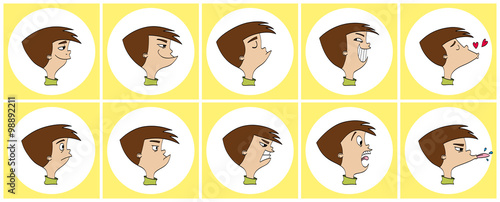 Cartoon of various face expressions