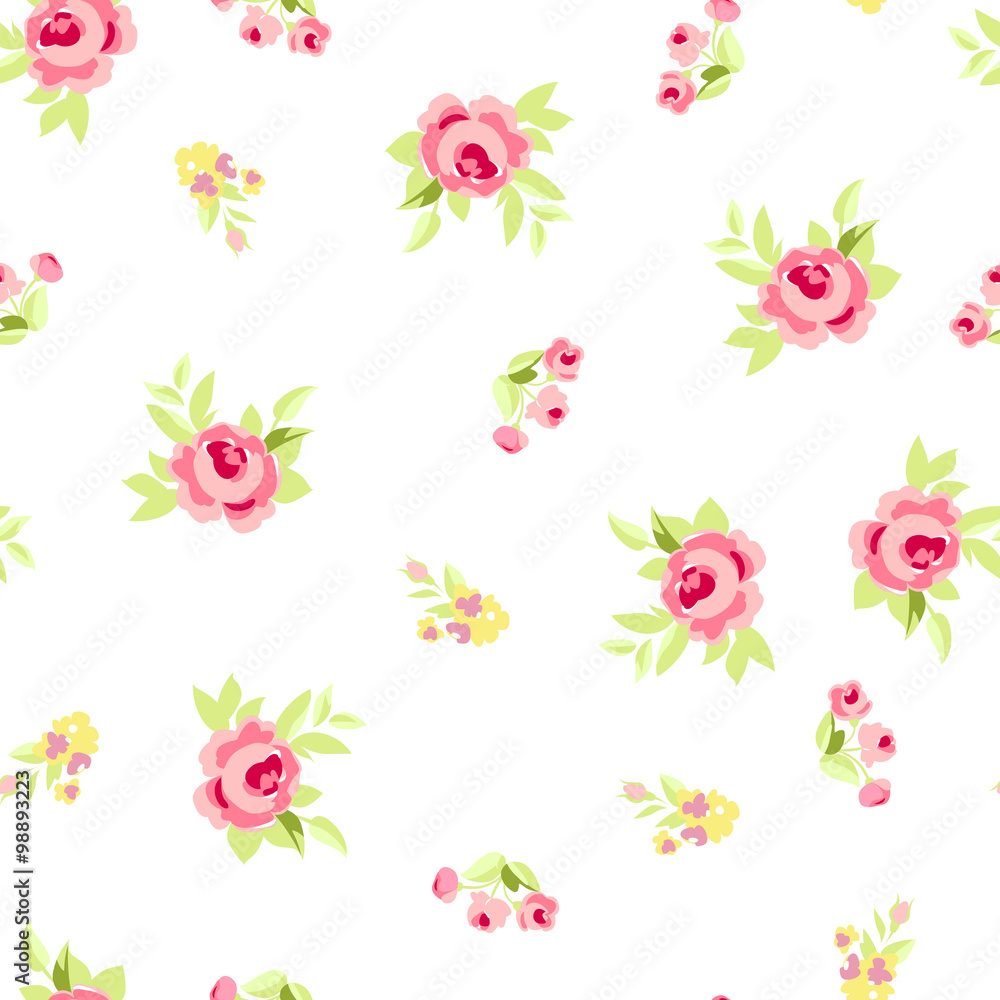 Seamless floral pattern with pink roses Seamless floral pattern with pink roses