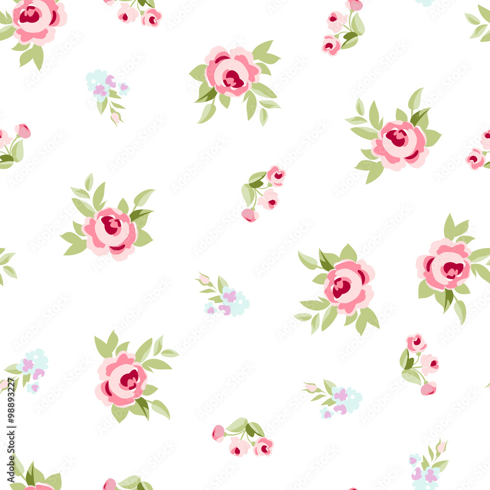 Seamless floral pattern with pink roses Seamless floral pattern with pink roses