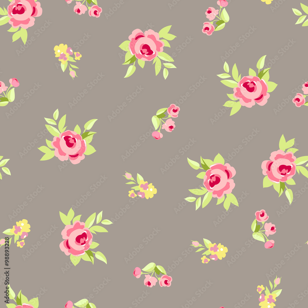 Seamless floral pattern with pink roses Seamless floral pattern with pink roses