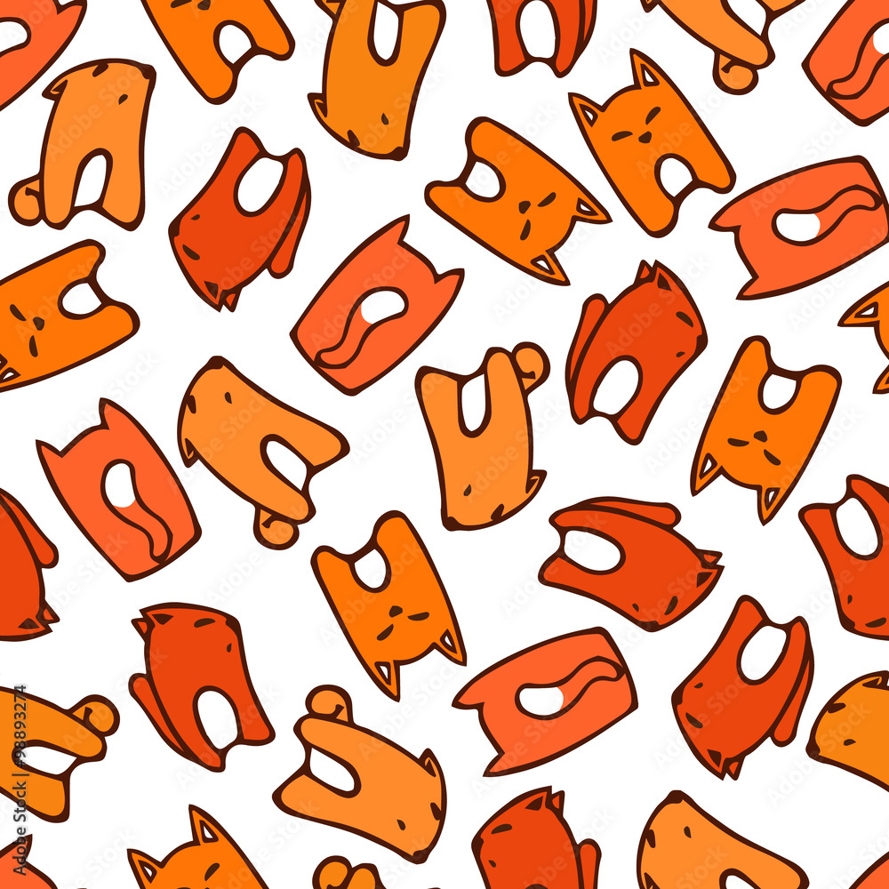 Pattern with cartoon foxes