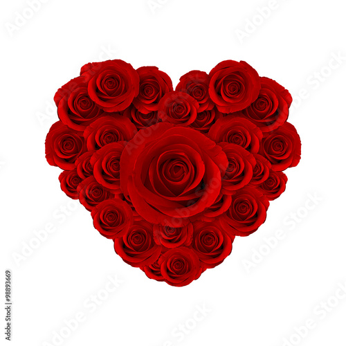 heart of beautiful red roses flower  happy valentine day
