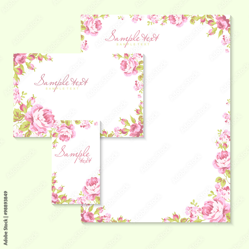Vector card with pink roses