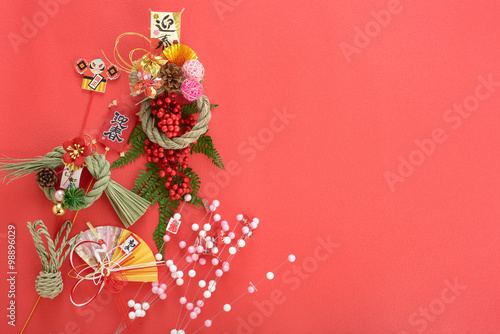 正月イメージ　正月飾り　しめ縄　迎春