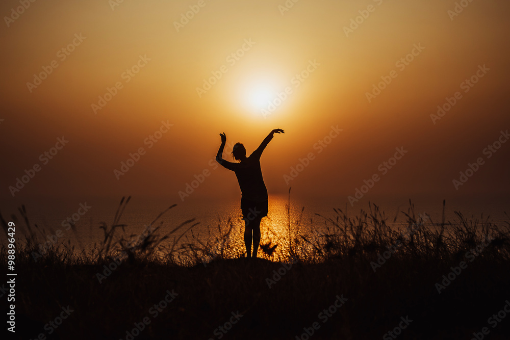 silhouette of girl at sunset on the ocean
silhouette of girl at sunset on the ocean