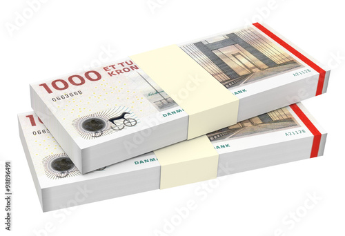 Danish krone isolated on white background Computer generated 3D photo rendering photo