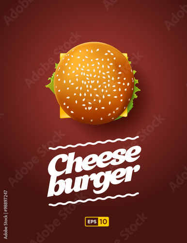 Top view illustration of cheesburger 