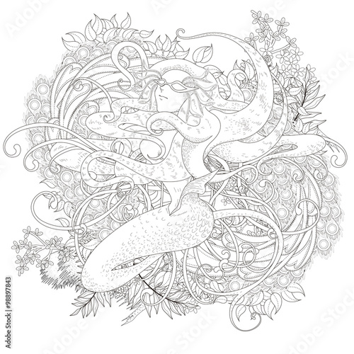 attractive mermaid coloring page