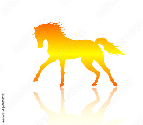 Colorful silhouette of running horse. Vector illustration.