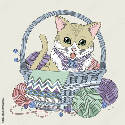 adorable kitty coloring page