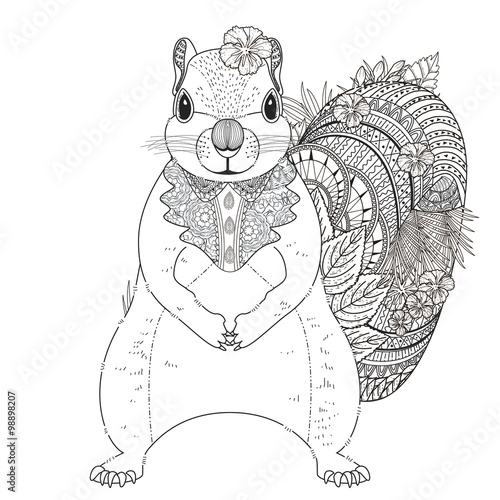 adorable squirrel coloring page