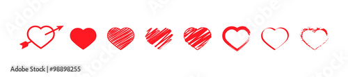 Heart icon button set 