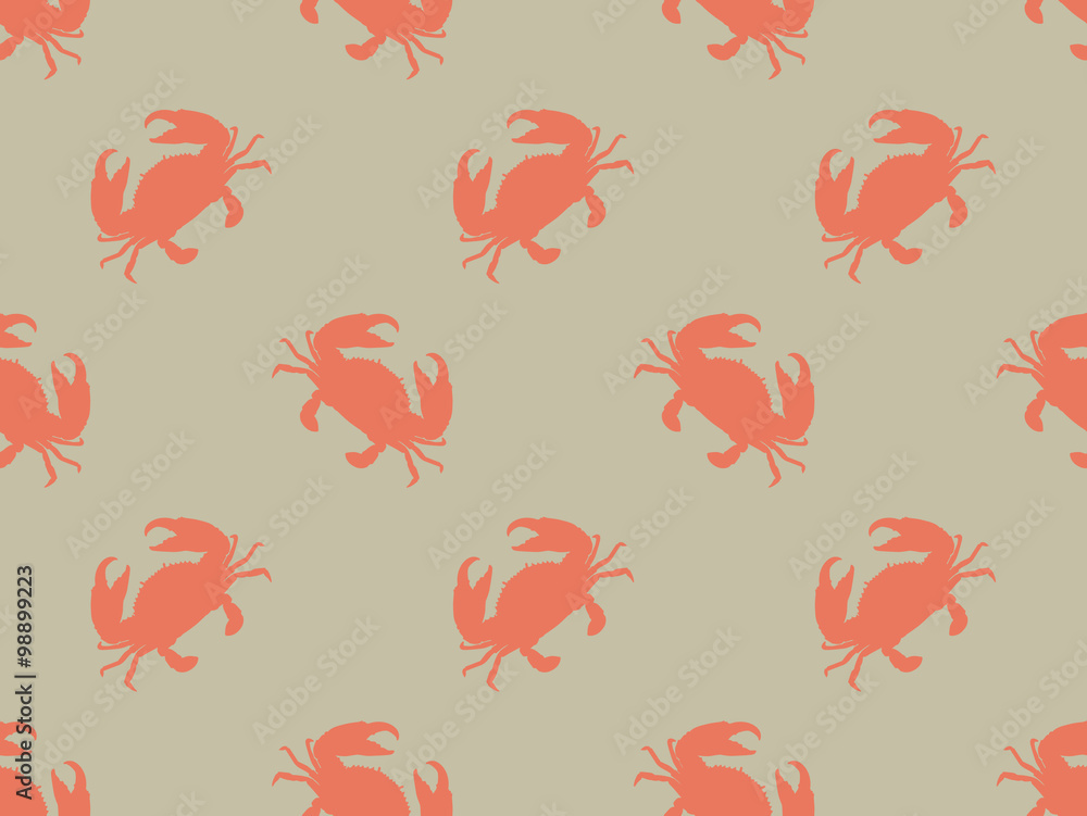 Seamless crab vector pattern