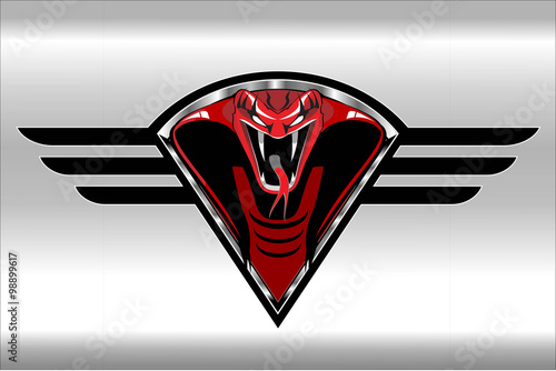 Red cobra on the black winged metallic shield
