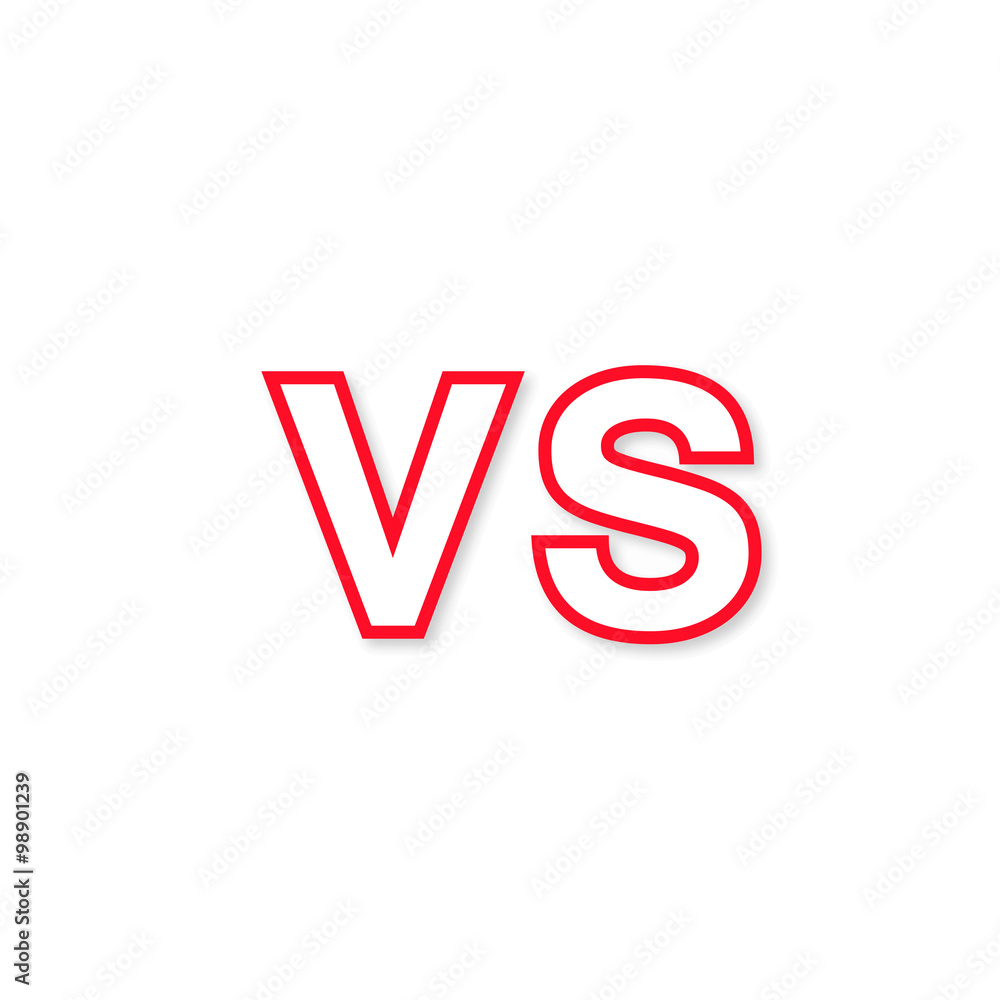 Logo VS red color with shadow stylish Logo VS red color with shadow stylish