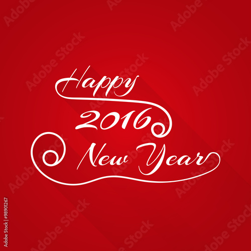 Happy 2016 New Year hand-lettering text in style