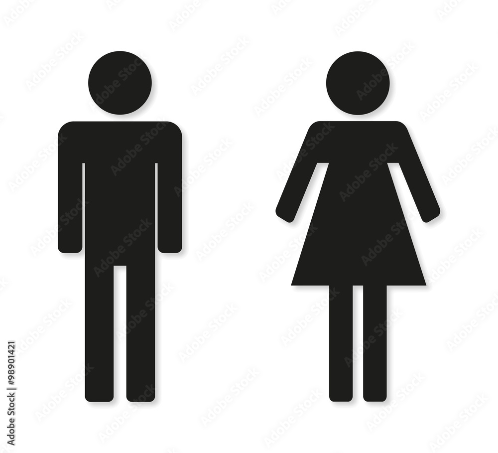 Man and woman flat icons on a white background Man and woman flat icons on a white background