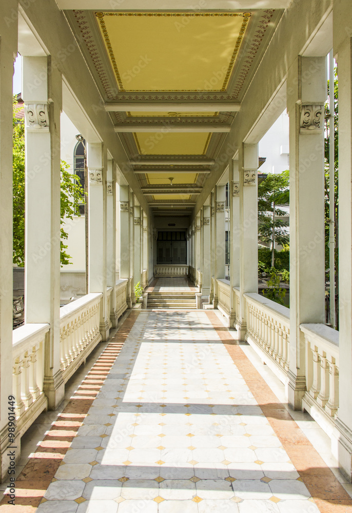 European style building corridor in Phaya Thai palace, Bangkok, Thailand