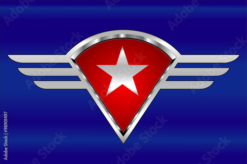 white star on the winged shield